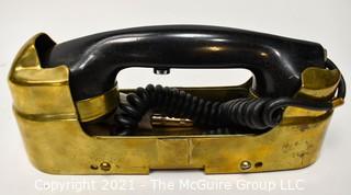 Art Deco Wall Mount Ship Phone Intercom System with Brass Jacket.