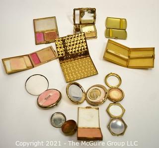 Collection of Vintage Ladies Powder Compacts and Cigarette Cases.  Some Marked.  