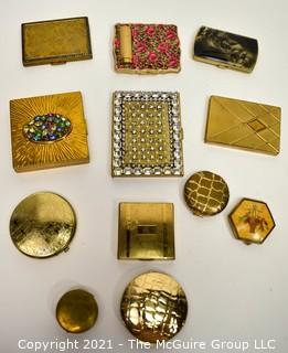 Collection of Vintage Ladies Powder Compacts and Cigarette Cases.  Some Marked.  