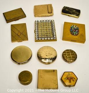 Collection of Vintage Ladies Powder Compacts and Cigarette Cases.  Some Marked.  