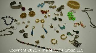 Group of Vintage Jewelry Including Ladies Earrings and Bracelets.  