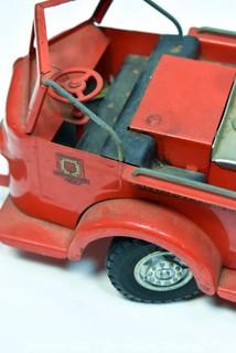 Vintage Red 1950's Doepke Model Toys Rossmoyne Ladder Fire Truck *