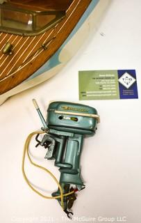 Vintage 1950s Chris Craft Speedboat Model with Plastic Hull and Buccaneer Battery Operated Boat Motor. *