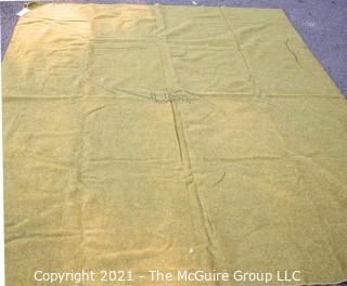 Three (3) Vintage US Army Military Green Wool Blankets with "U.S." Official Stamp. ~ 66 x 84" *