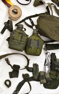 US Marine Corps Issued Field Gear including canteens, packs and tools 