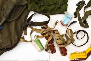 US Marine Corps Issued Field Gear including canteens, packs and tools 