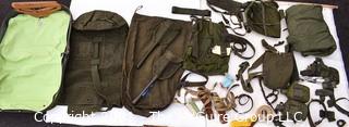 US Marine Corps Issued Field Gear including canteens, packs and tools 