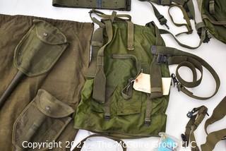 US Marine Corps Issued Field Gear including canteens, packs and tools 