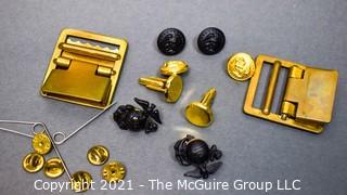 US Marine Corps Brass Belt Buckles, cuff links, buttons, pinbacks, etc. 