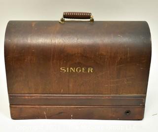 1930's Singer Sewing Machine In Domed Wooden Case with Attachments. *