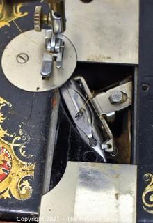 1930's Singer Sewing Machine In Domed Wooden Case with Attachments. *