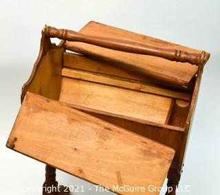 Vintage Free Standing Wood Sewing Storage Box. Condition Issues.
