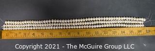 Three (3) Strands of White Potato Round Freshwater Pearls. Various lengths.