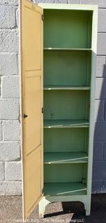 Narrow Wood Green and White Kitchen Cabinet Made By The Sellers Company.  Measures 10" x 17" x 69".