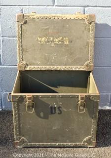 US Military Field Typewriter Transport Storage Trunk.  Measures 20" x 15" x 18".