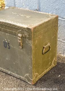 US Military Field Typewriter Transport Storage Trunk.  Measures 20" x 15" x 18".