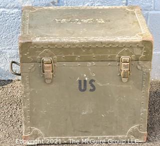 US Military Field Typewriter Transport Storage Trunk.  Measures 20" x 15" x 18".