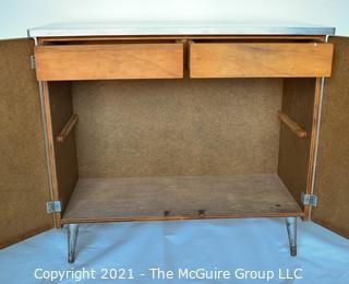 Mid Century Gray Marbled Formica Two Door Cabinet.  Measures 16" x 32" x 36"