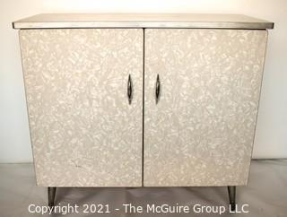 Mid Century Gray Marbled Formica Two Door Cabinet.  Measures 16" x 32" x 36"