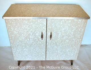 Mid Century Gray Marbled Formica Two Door Cabinet.  Measures 16" x 32" x 36"