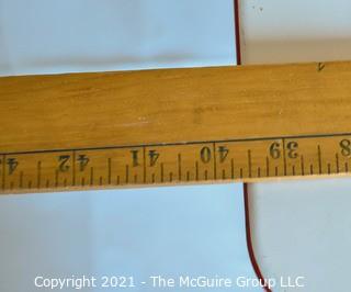 Vintage Red White Enamel Porcelain Expandable Table on Wood Base with Drawer.  