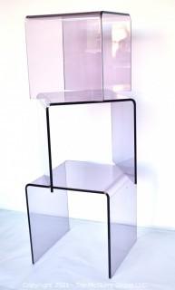 Set of Three (3) Lucite Nesting Tables with Lavender Hue. 