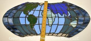 Stained Glass Flat Earth Art Piece. Measures 12" x 24". *