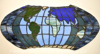 Stained Glass Flat Earth Art Piece. Measures 12" x 24". *