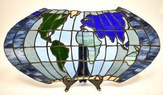 Stained Glass Flat Earth Art Piece. Measures 12" x 24". *