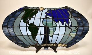 Stained Glass Flat Earth Art Piece. Measures 12" x 24". *