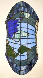 Stained Glass Flat Earth Art Piece. Measures 12" x 24". *