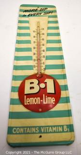 Vintage B1 Lemon Lime Soda Advertising Thermometer and Sign.  Measures 4 1/2" x 16".