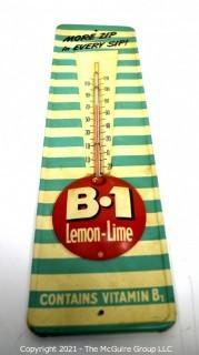 Vintage B1 Lemon Lime Soda Advertising Thermometer and Sign.  Measures 4 1/2" x 16".