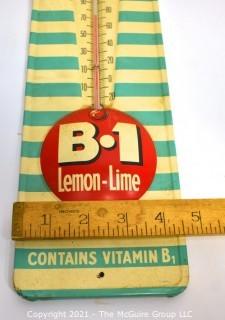 Vintage B1 Lemon Lime Soda Advertising Thermometer and Sign.  Measures 4 1/2" x 16".