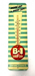 Vintage B1 Lemon Lime Soda Advertising Thermometer and Sign.  Measures 4 1/2" x 16".