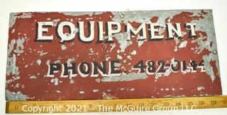 Vintage Hand Paint Industrial Metal Sign for Equipment.  Measures 8" x 18".