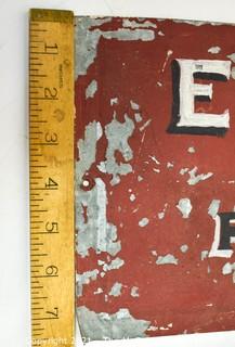 Vintage Hand Paint Industrial Metal Sign for Equipment.  Measures 8" x 18".