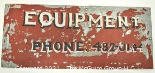 Vintage Hand Paint Industrial Metal Sign for Equipment.  Measures 8" x 18".