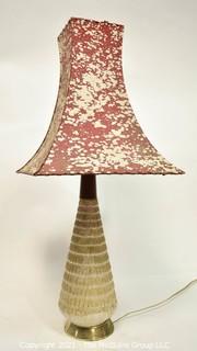 Vintage Mid Century Modern Table Lamp with Red Vellum Shade.