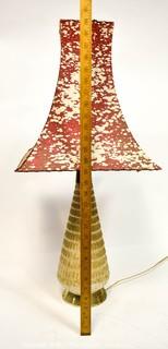 Vintage Mid Century Modern Table Lamp with Red Vellum Shade.