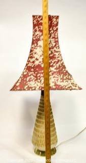 Vintage Mid Century Modern Table Lamp with Red Vellum Shade.