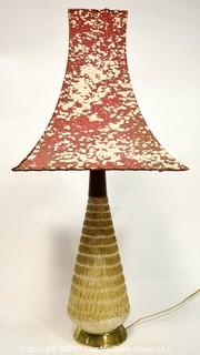 Vintage Mid Century Modern Table Lamp with Red Vellum Shade.