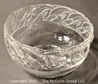 Tiffany & Co. Clear Crystal Bowl with Leaf Relief Rim.  Measures 8" diameter x 5" tall