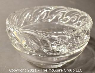 Tiffany & Co. Clear Crystal Bowl with Leaf Relief Rim.  Measures 8" diameter x 5" tall