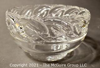 Tiffany & Co. Clear Crystal Bowl with Leaf Relief Rim.  Measures 8" diameter x 5" tall