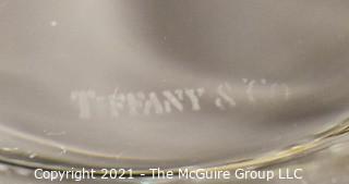 Tiffany & Co. Clear Crystal Bowl with Leaf Relief Rim.  Measures 8" diameter x 5" tall