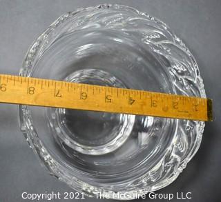 Tiffany & Co. Clear Crystal Bowl with Leaf Relief Rim.  Measures 8" diameter x 5" tall