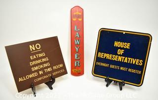 Three (3) Vintage Wall Signs. 