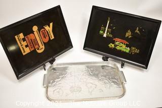 Three (3) Mid Century Serving Trays Including Couroc and Arthur Armour. 