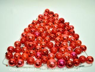 Group of Vintage Red Mercury Glass Christmas Ornaments.